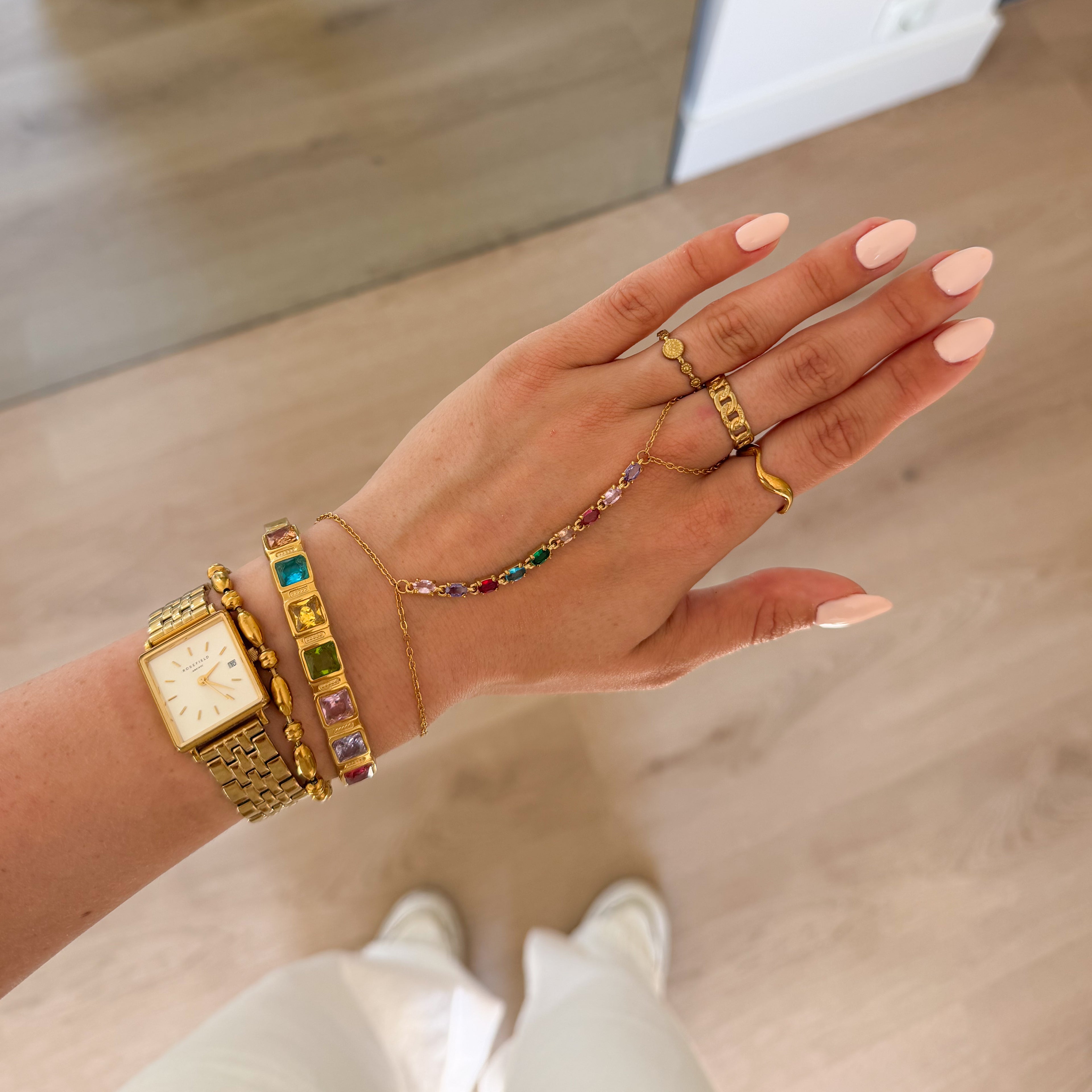 colorful shimmer hand chain