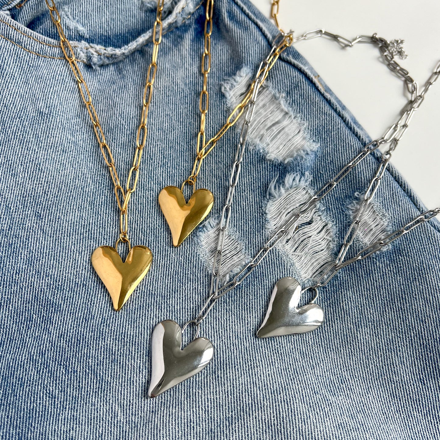 big heart ketting - goud