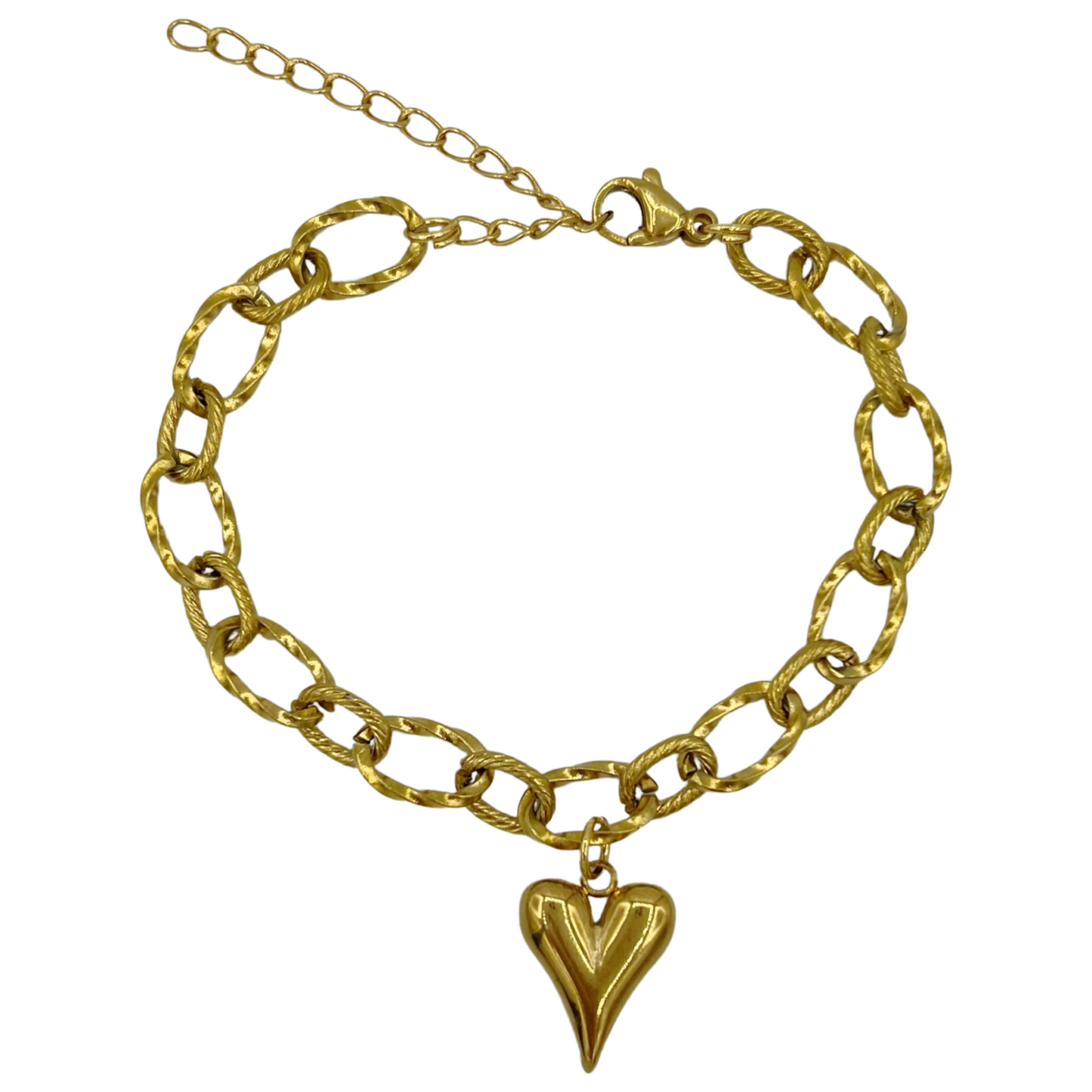 chunky heart armband - goud