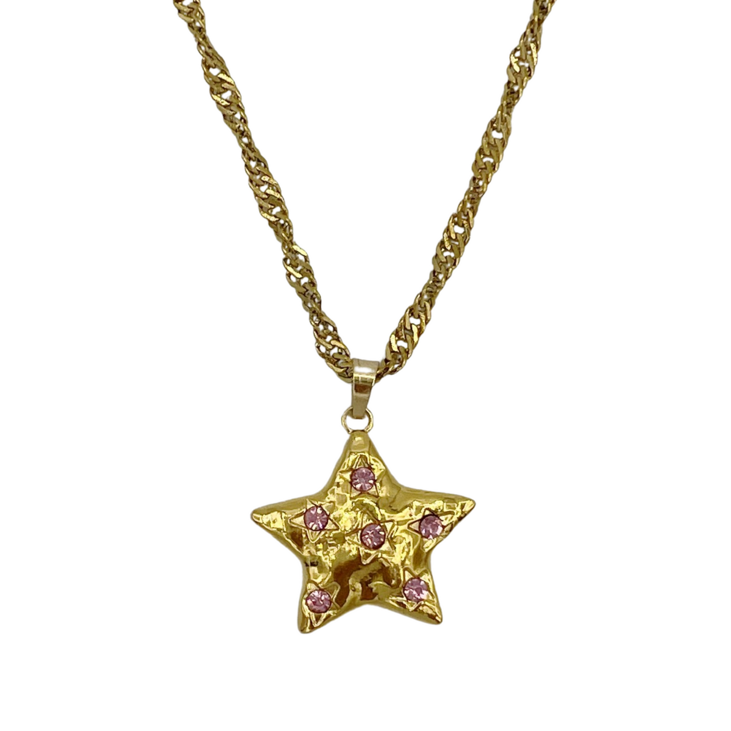roze diamond star ketting