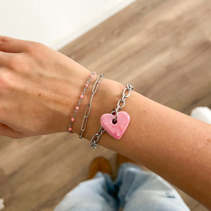 lichtroze ball chain armband