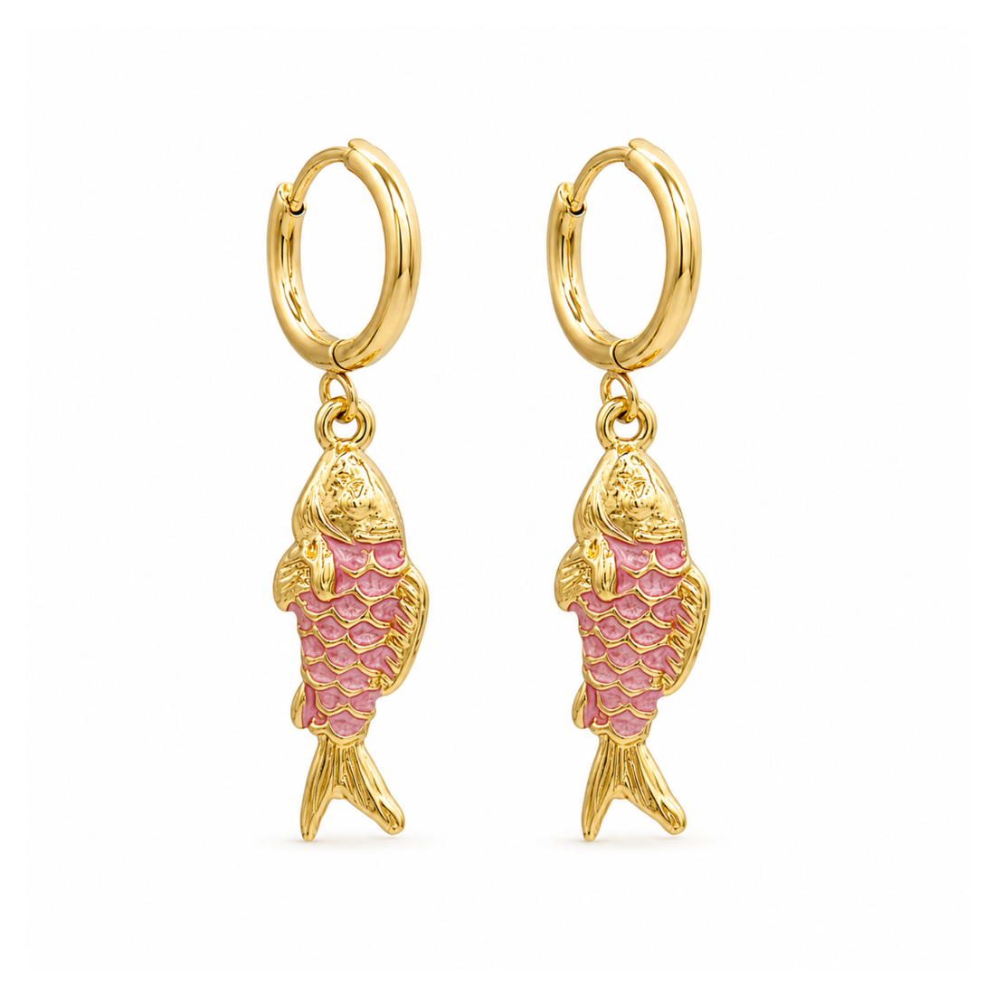 pink fish oorbellen