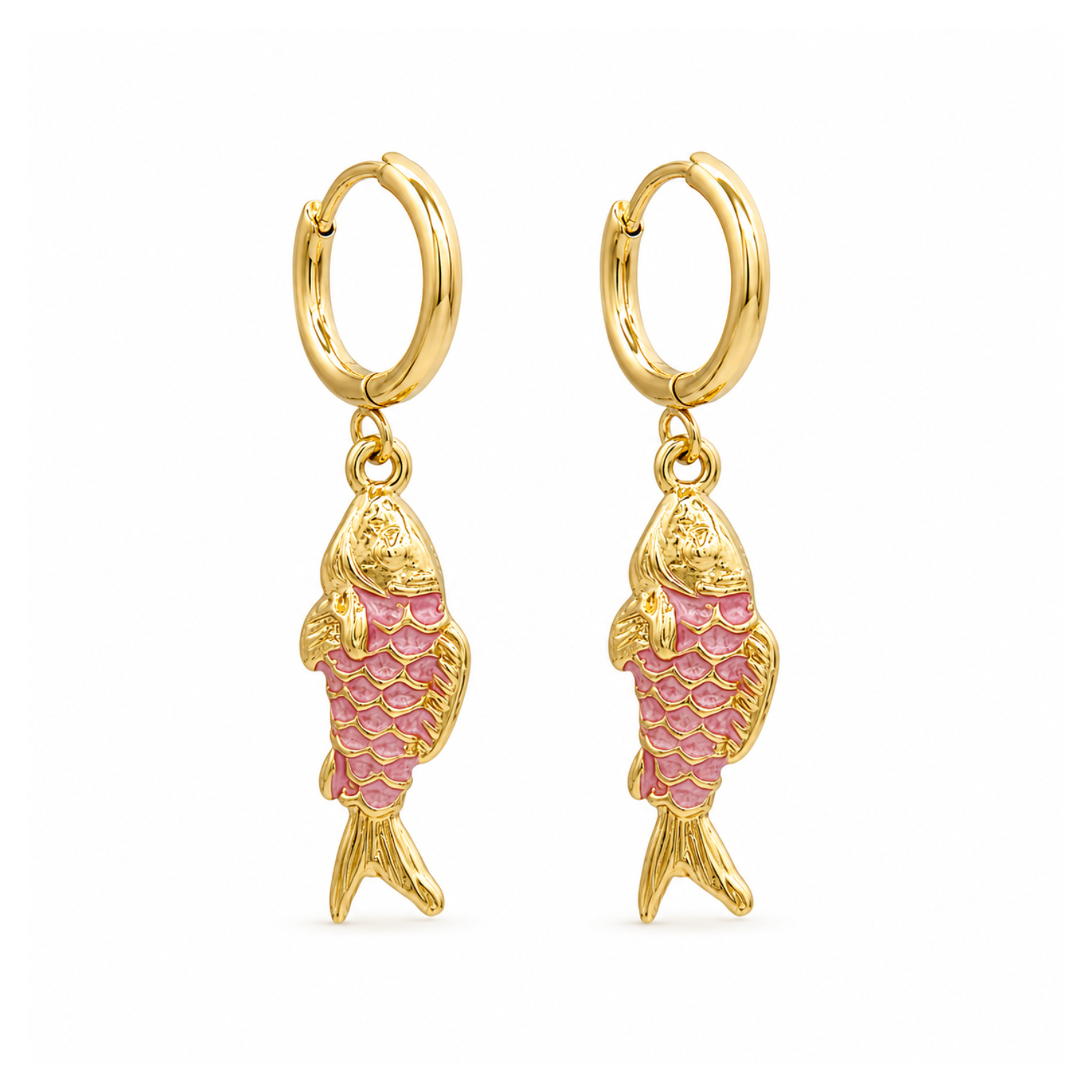 pink fish oorbellen