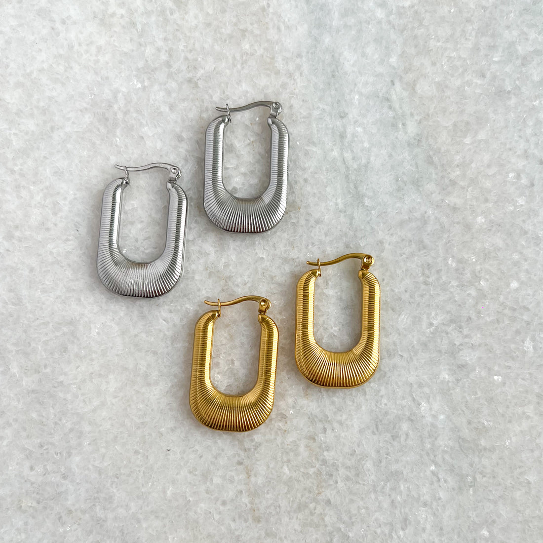 textured rectangle hoops