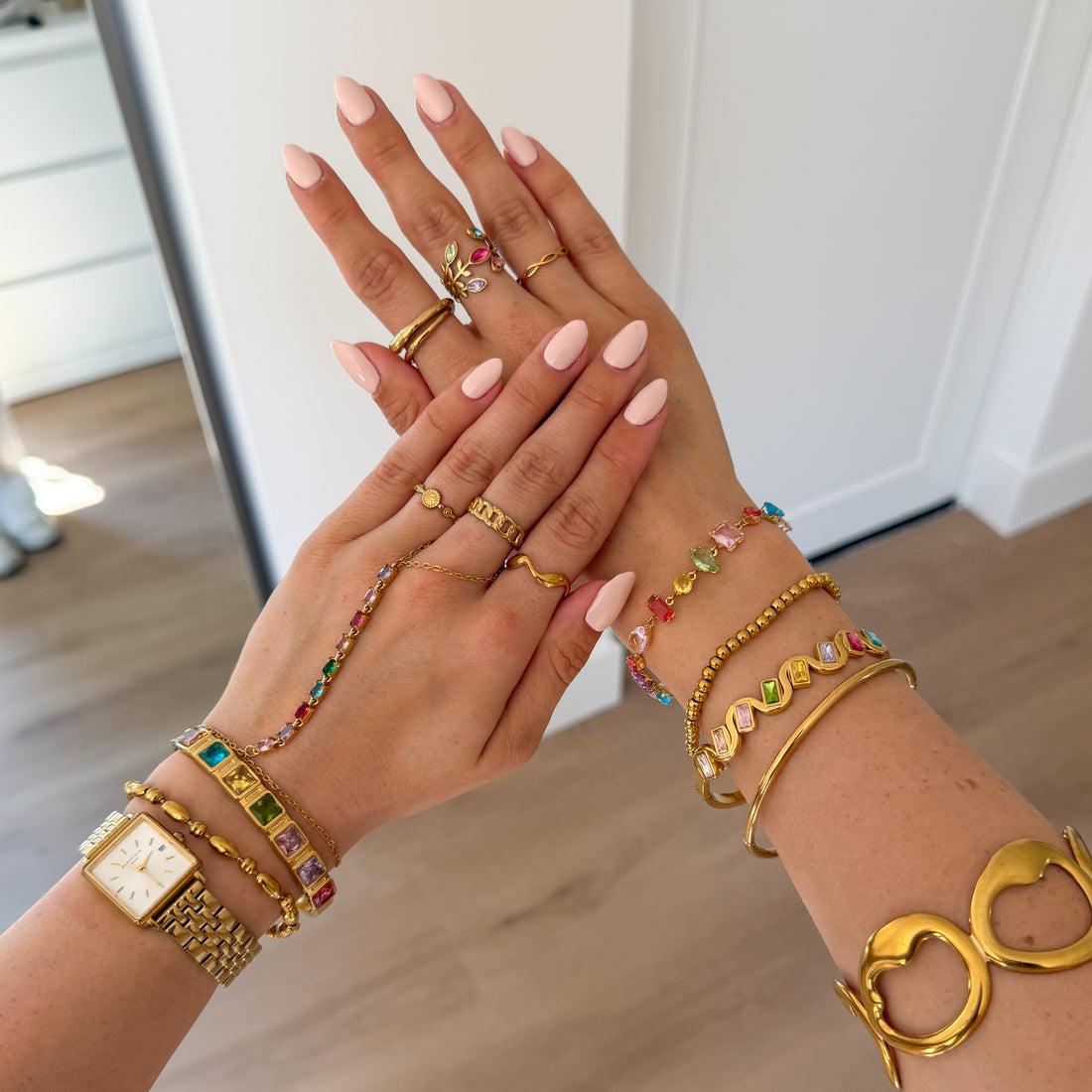 colorful shimmer hand chain