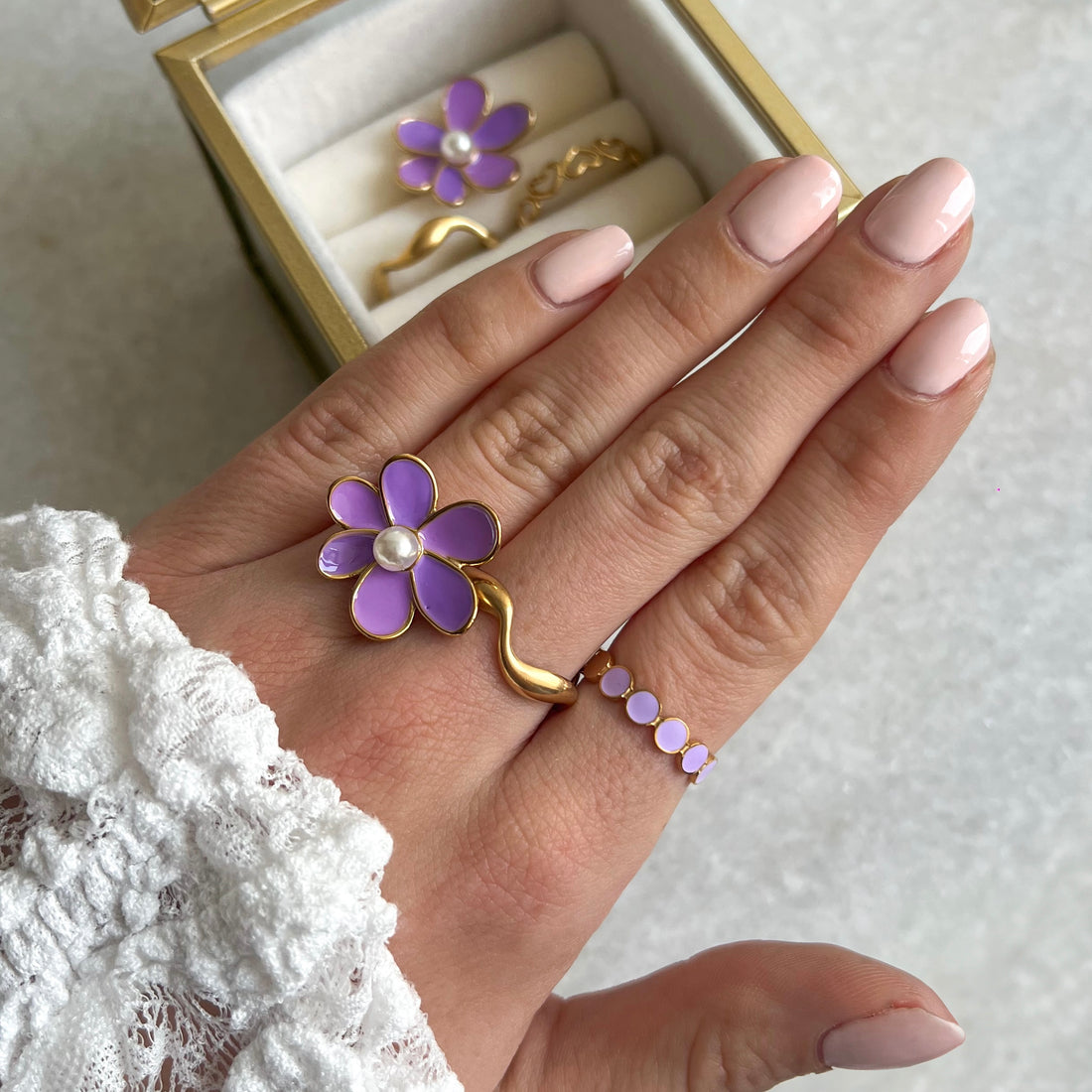 purple flower ring