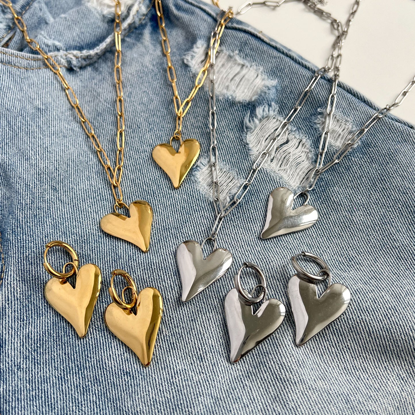 big heart oorbellen - zilver
