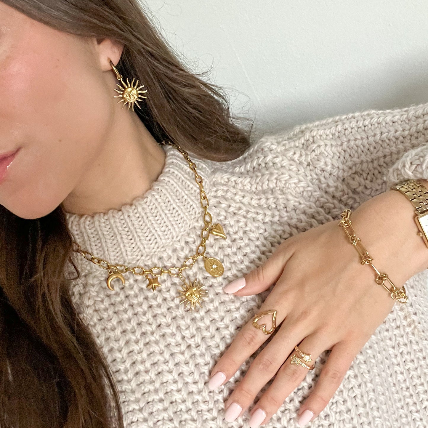 chunky link armband - goud