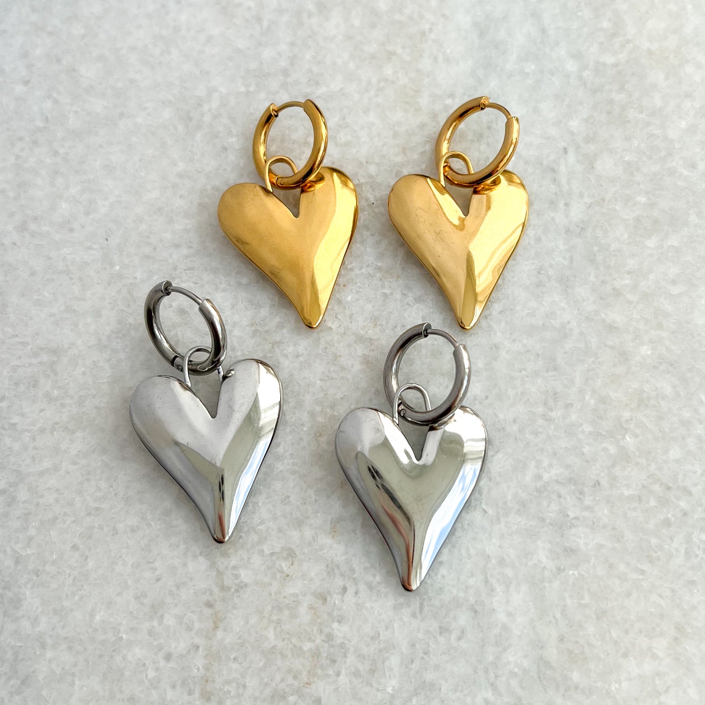 big heart oorbellen - zilver