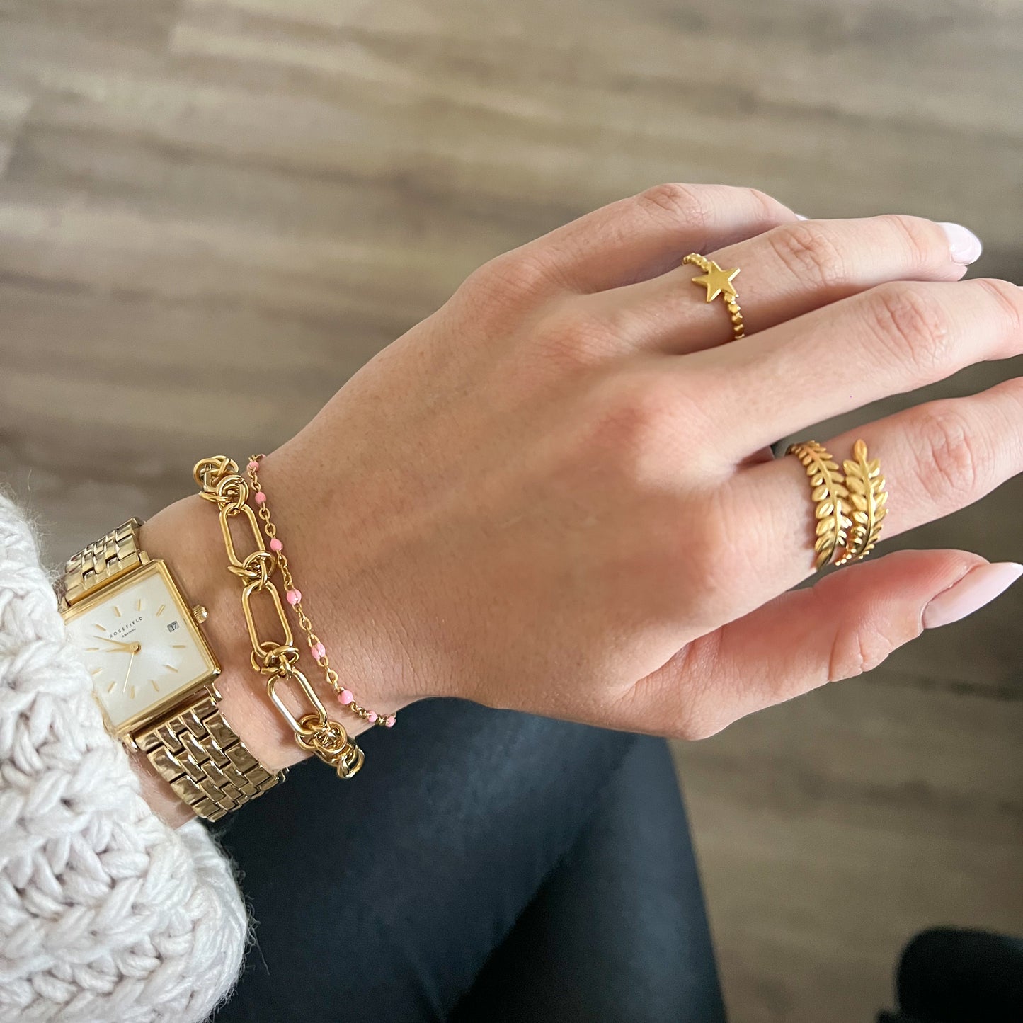 chunky link armband - goud