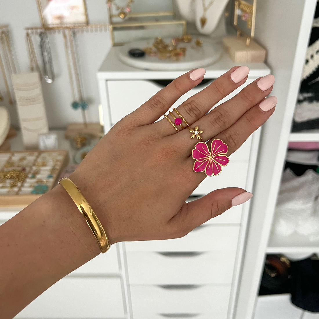fuchsia flower ring