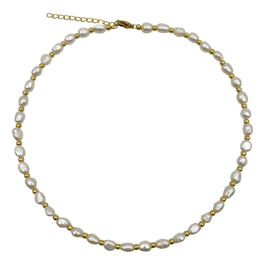 freshwater pearl ketting - goud