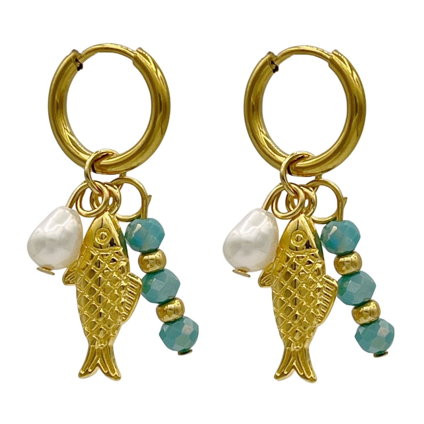 lucky fish oorbellen - goud