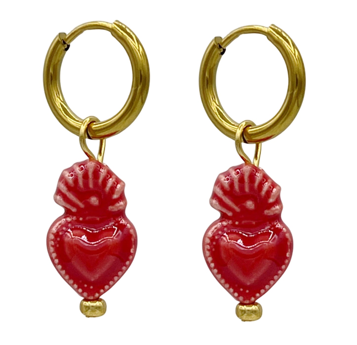 red sweetheart oorbellen - goud
