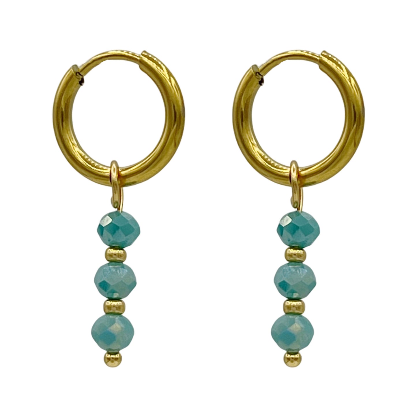 aquamarine jetset oorbellen - goud