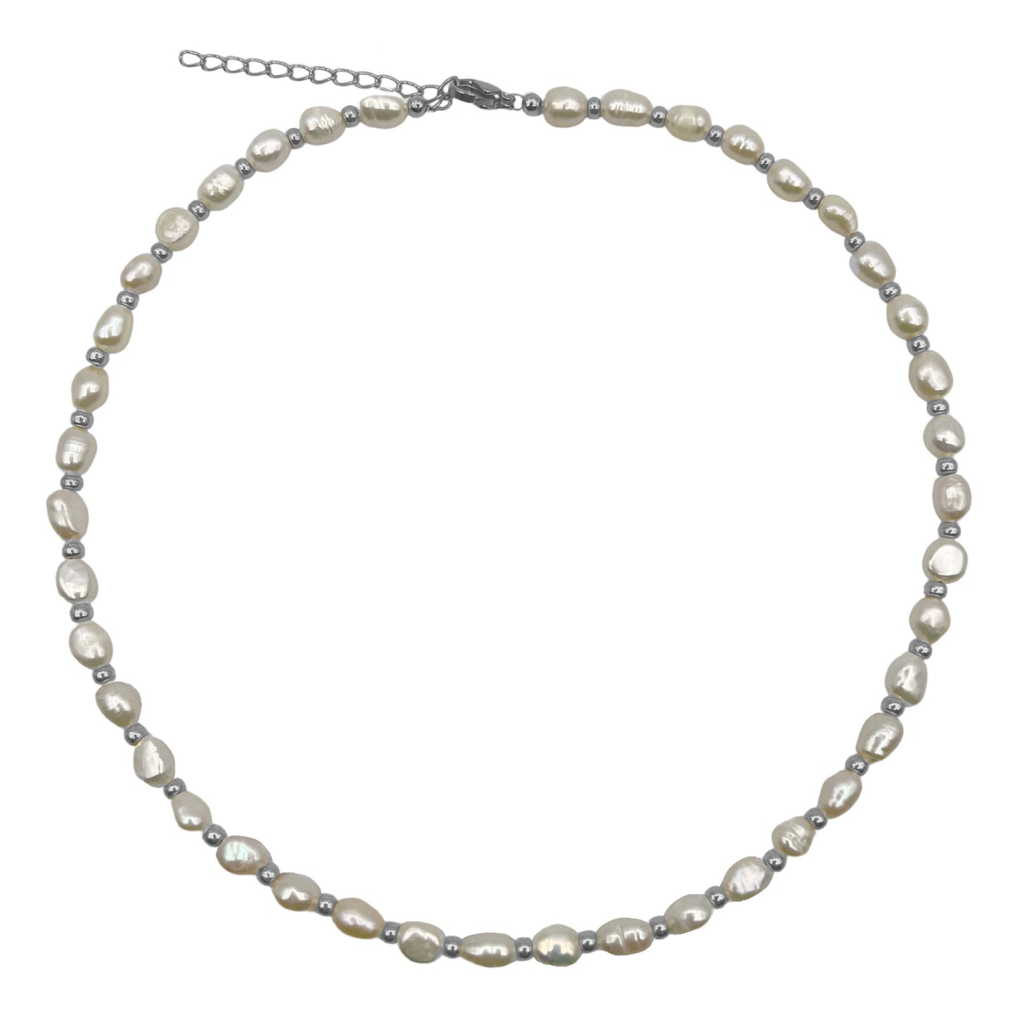 freshwater pearl ketting - zilver