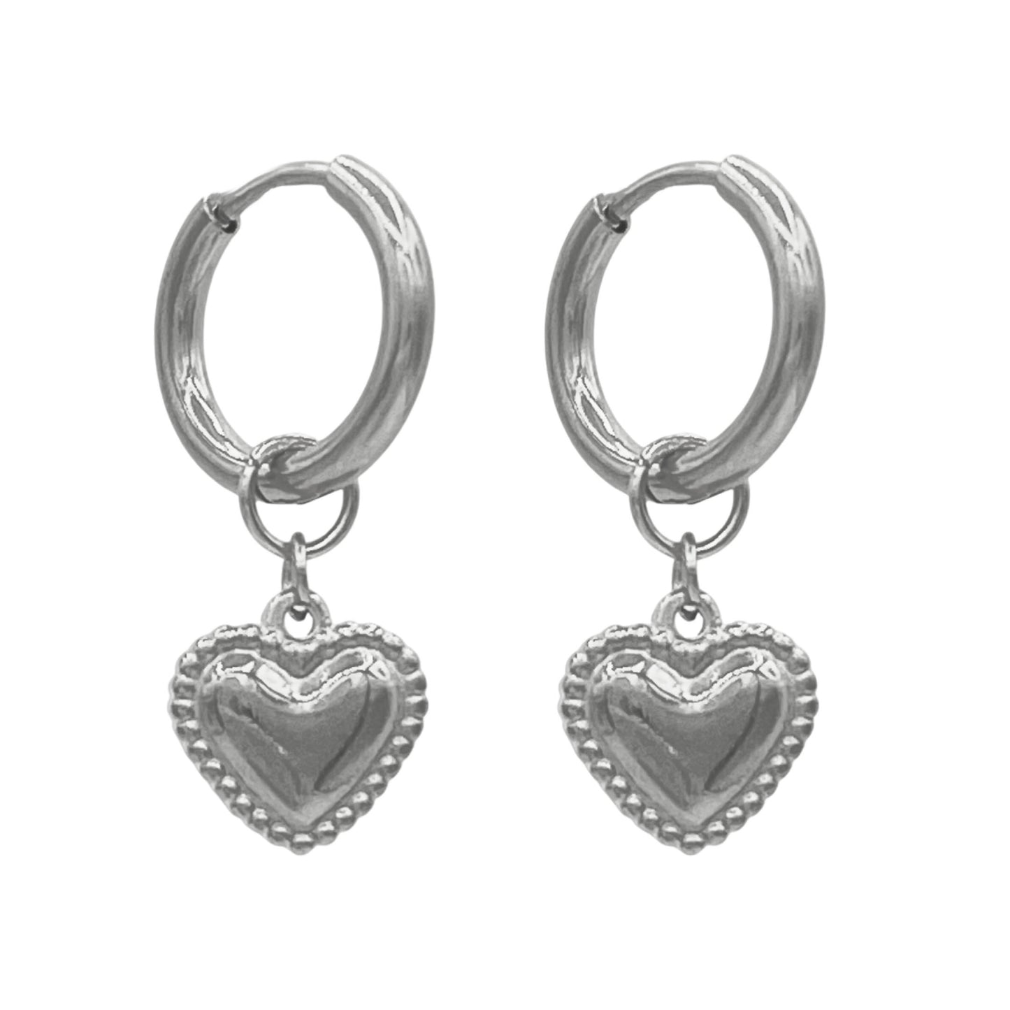 classy heart oorbellen - zilver