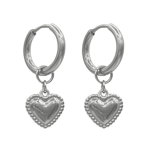 classy heart oorbellen - zilver