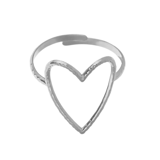 open heart ring - zilver