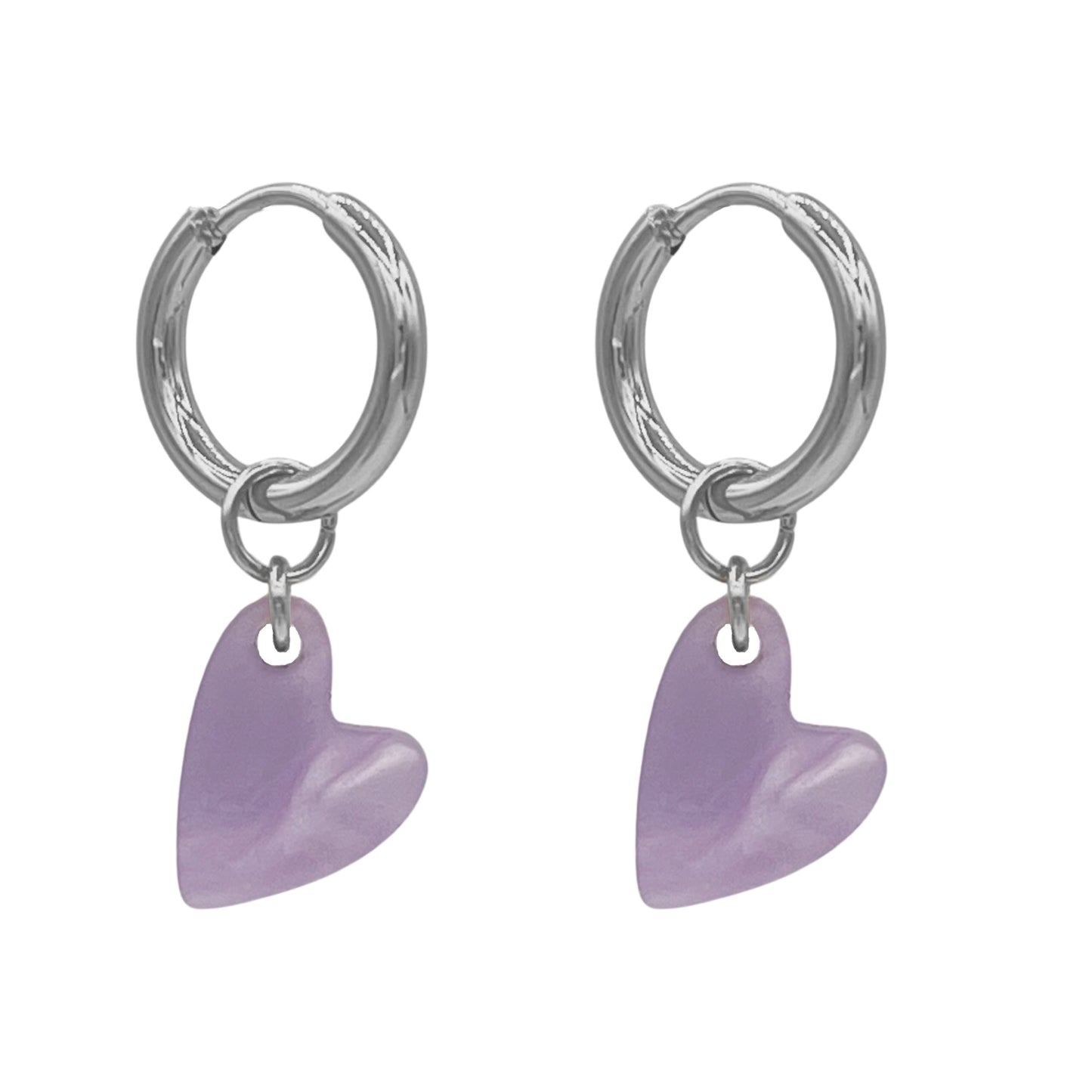 lila heartbeat oorbellen - zilver