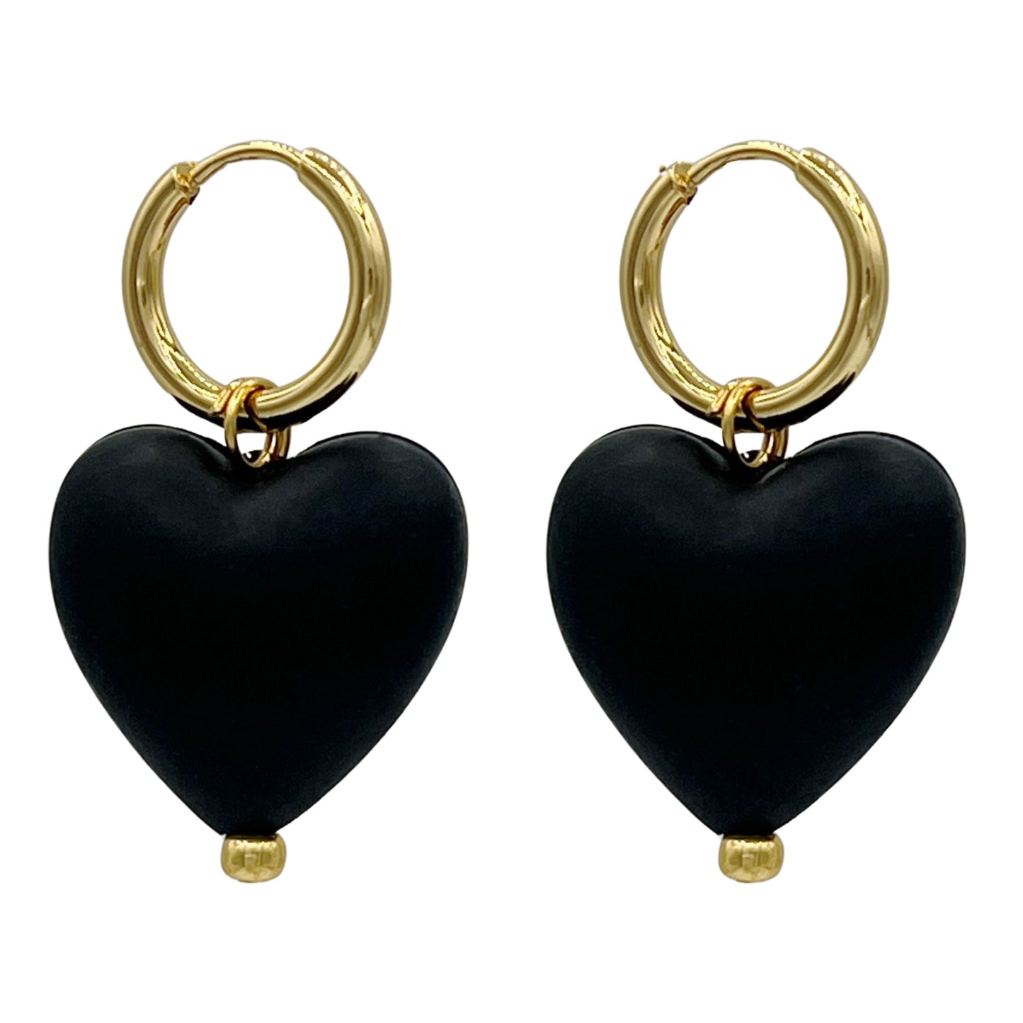 zwarte forever love oorbellen - goud