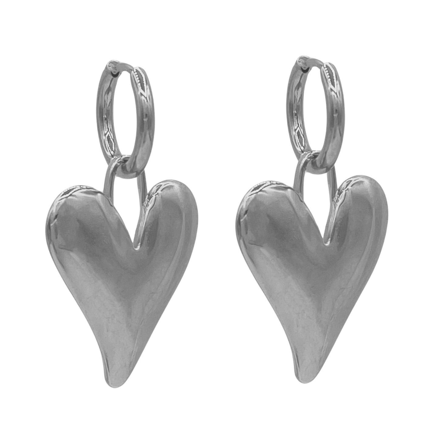 big heart oorbellen - zilver