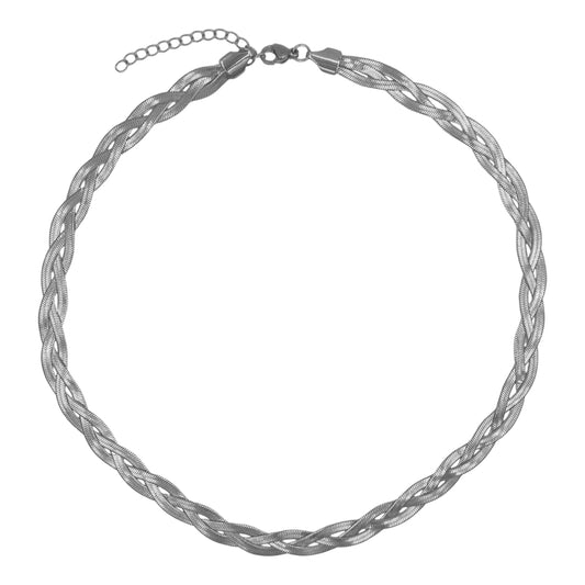 braided chain ketting - zilver