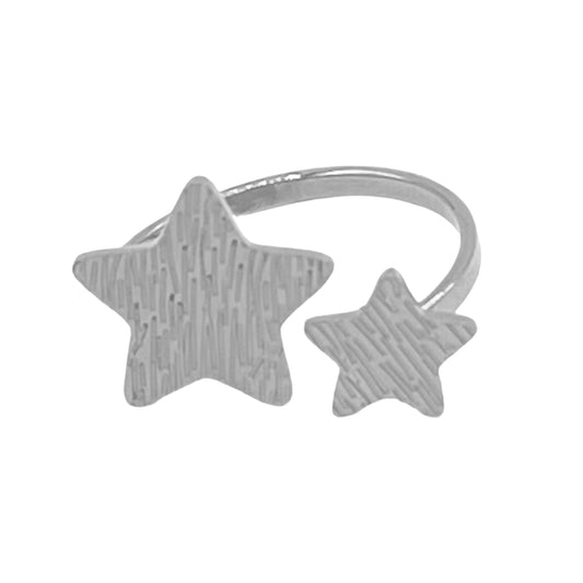 double star ring - zilver