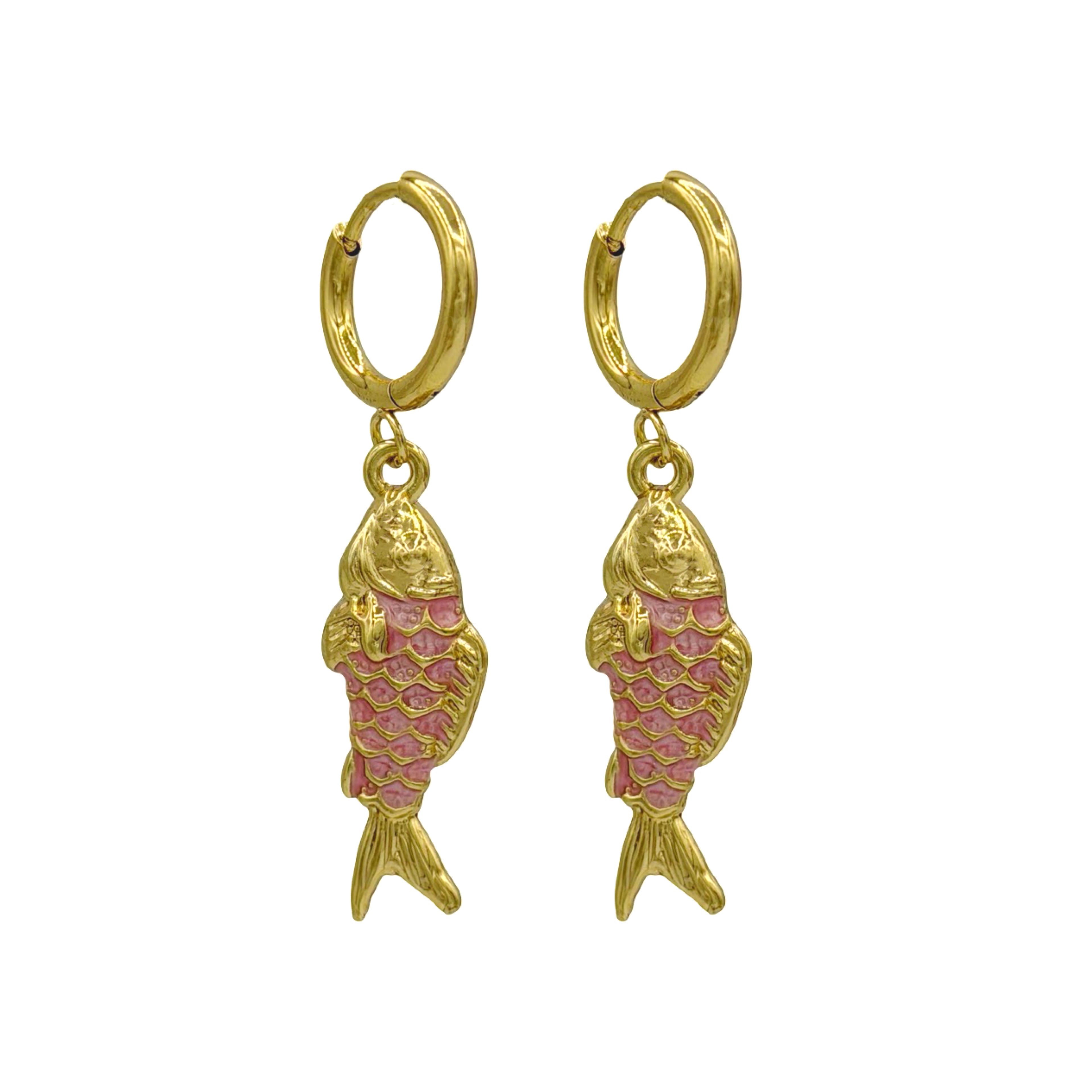 pink fish oorbellen