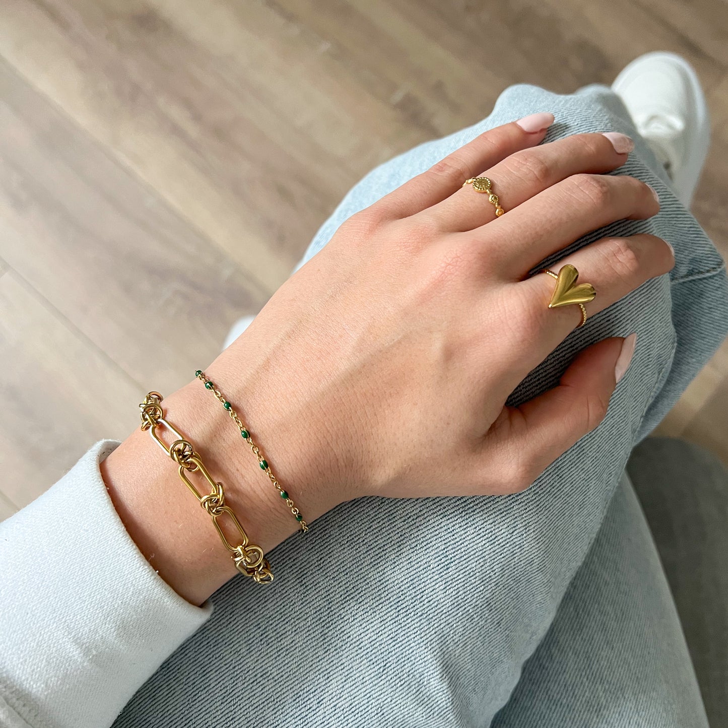 chunky link armband - goud