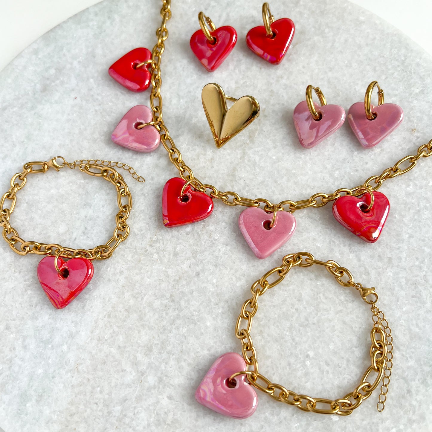 roze valentine oorbellen - goud