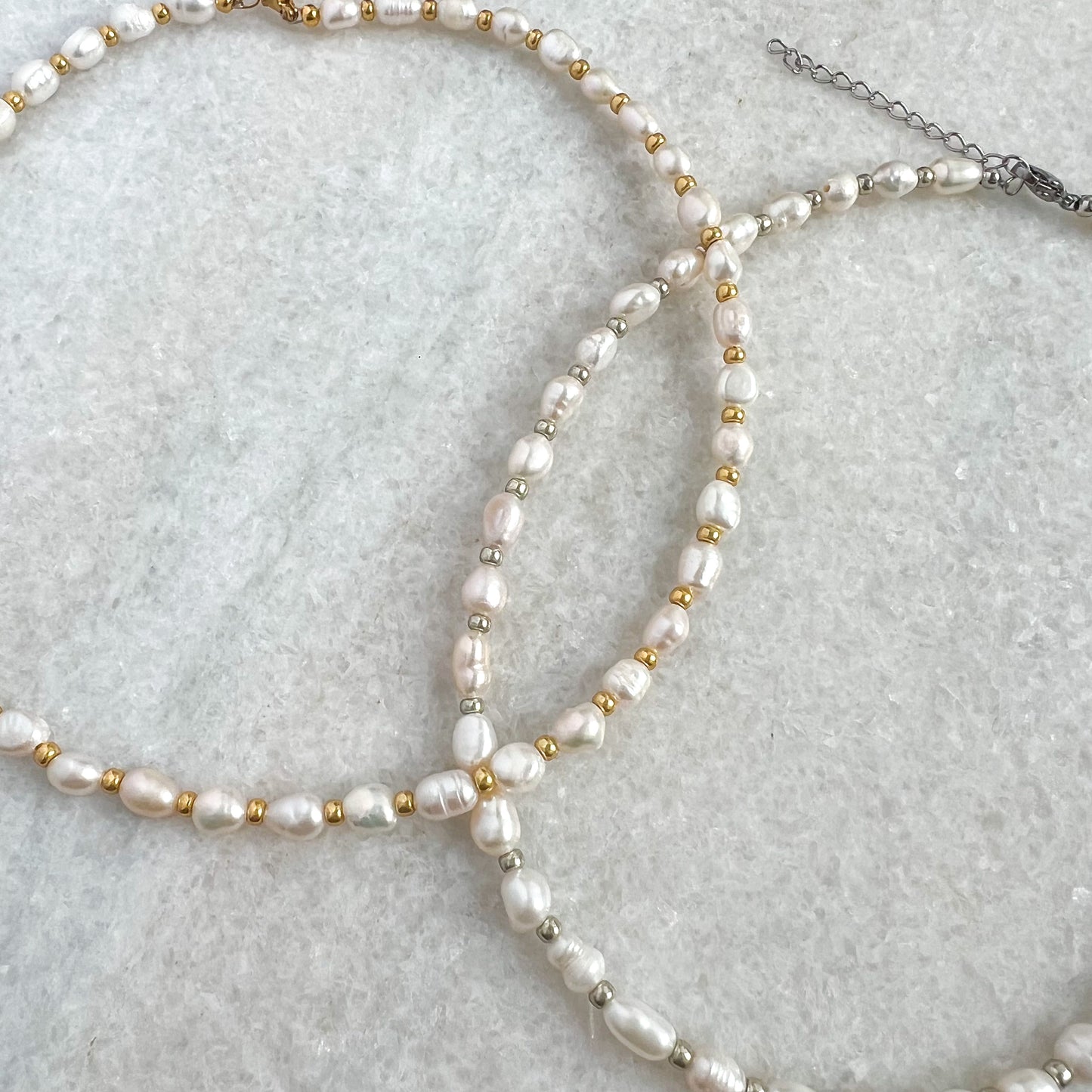 freshwater pearl ketting - zilver
