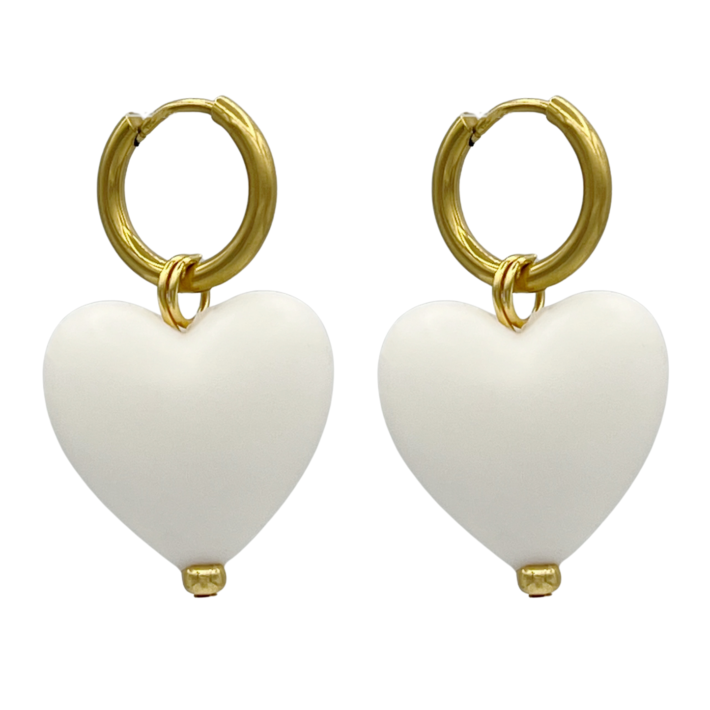 white forever love oorbellen - goud