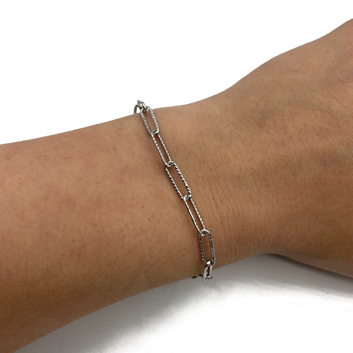 textured chain armband - zilver