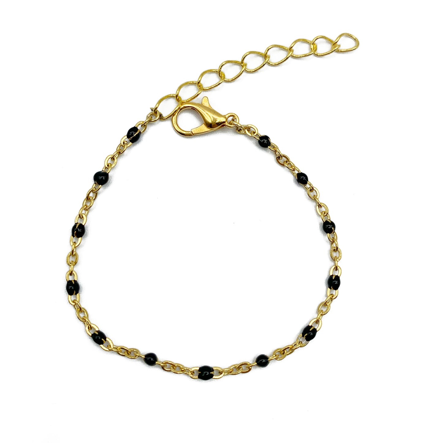 zwarte ball chain armband - goud