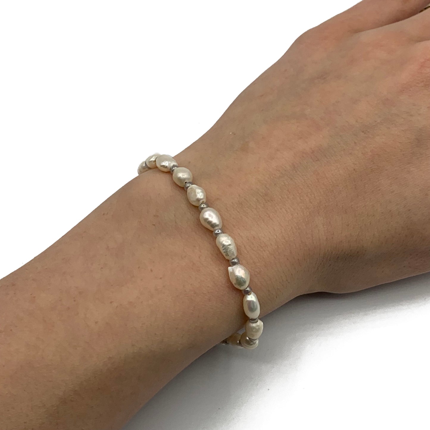 freshwater pearl armband - zilver