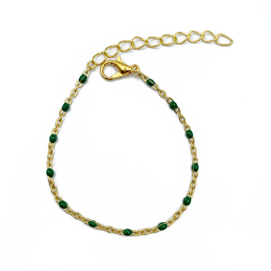 groene ball chain armband - goud