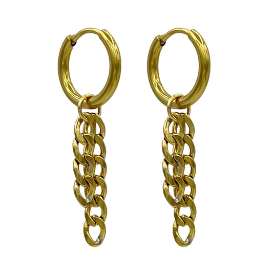 hanging chains oorbellen - goud