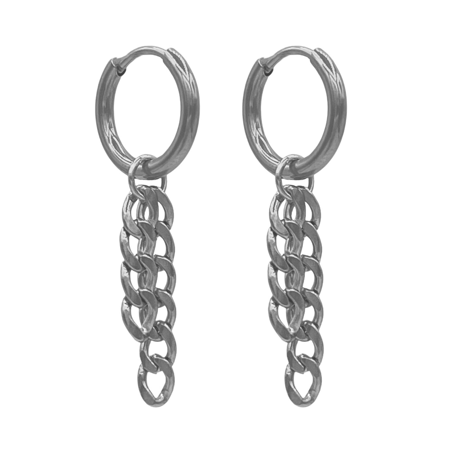 hanging chains oorbellen - zilver
