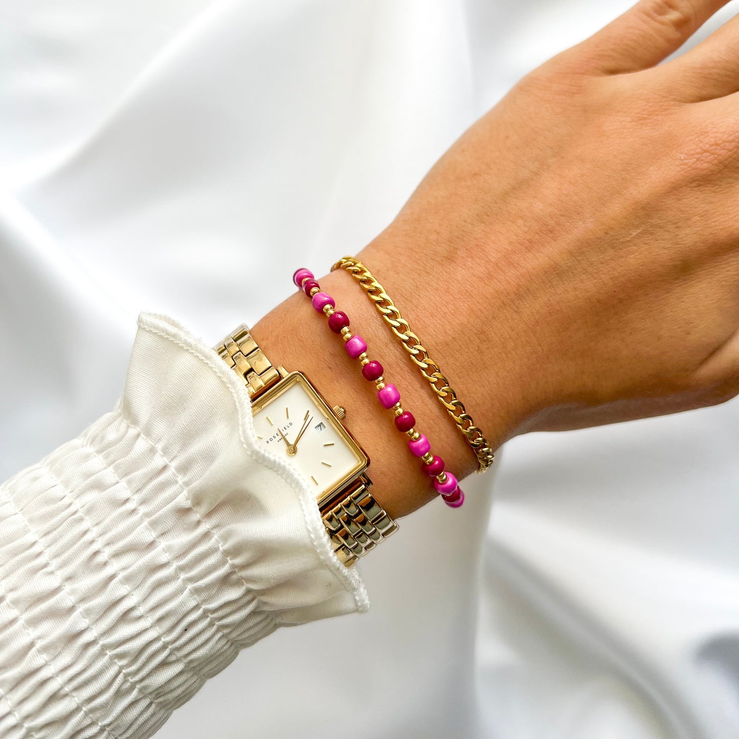flat chain armband - goud