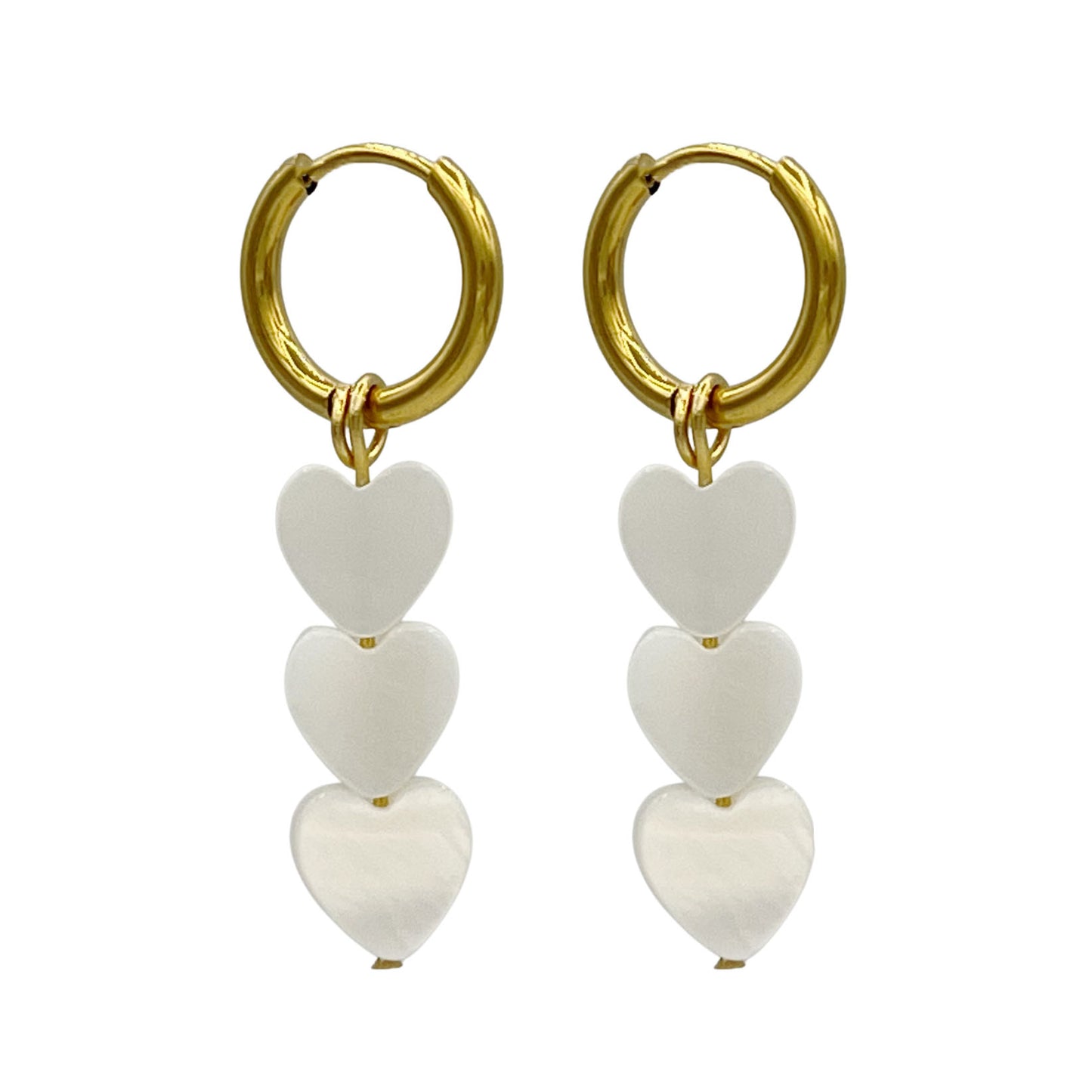 pearlescent hearts oorbellen - goud
