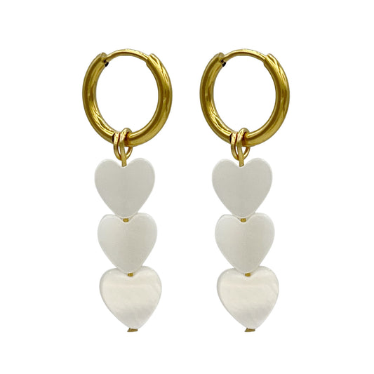 pearlescent hearts oorbellen - goud