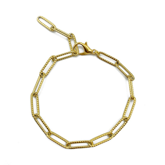 textured chain armband - goud