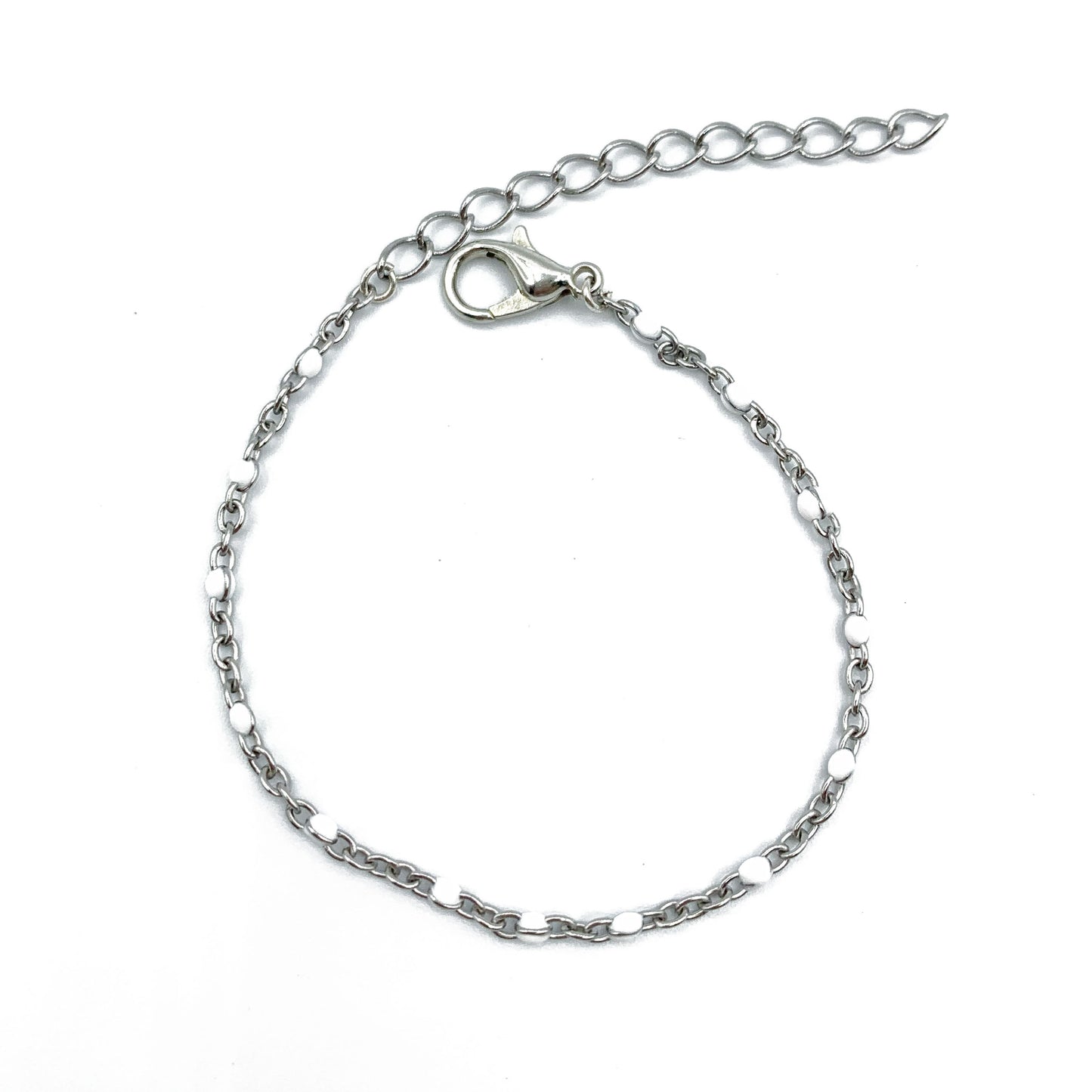witte ball chain armband - zilver